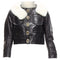 Women's Dsquared2 asymmetric fur collar jewel button leather jacket