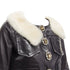 Women's Dsquared2 asymmetric fur collar jewel button leather jacket