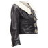 Women's Dsquared2 asymmetric fur collar jewel button leather jacket
