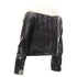 Women's Dsquared2 asymmetric fur collar jewel button leather jacket