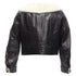 Women's Dsquared2 asymmetric fur collar jewel button leather jacket