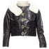 Women's Dsquared2 asymmetric fur collar jewel button leather jacket