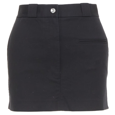 Women's Helmut Lang black woven cotton front welt pocket mini skirt