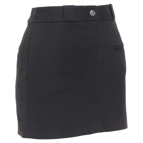 Women's Helmut Lang black woven cotton front welt pocket mini skirt