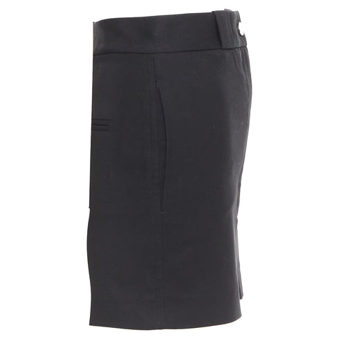 Women's Helmut Lang black woven cotton front welt pocket mini skirt