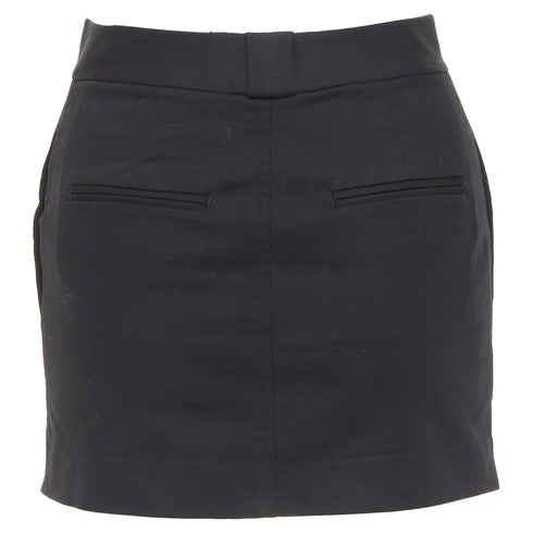 Women's Helmut Lang black woven cotton front welt pocket mini skirt