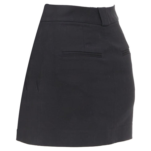 Women's Helmut Lang black woven cotton front welt pocket mini skirt