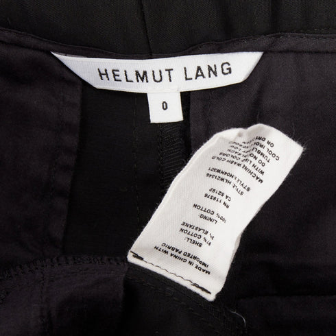 Women's Helmut Lang black woven cotton front welt pocket mini skirt