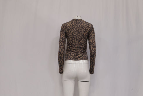 Women's Anine Bing Leopard-Print Long Sleeve T-Shirt in Brown Lyocell