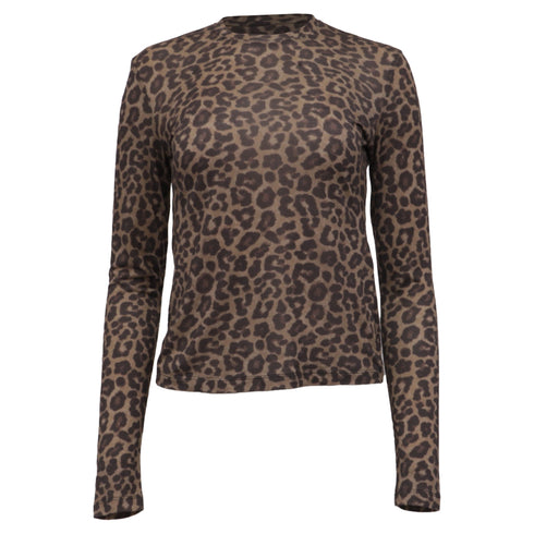 Women's Anine Bing Leopard-Print Long Sleeve T-Shirt in Brown Lyocell