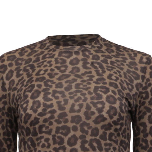 Women's Anine Bing Leopard-Print Long Sleeve T-Shirt in Brown Lyocell