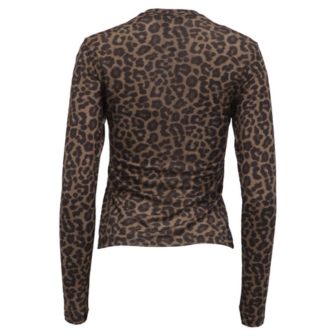 Women's Anine Bing Leopard-Print Long Sleeve T-Shirt in Brown Lyocell