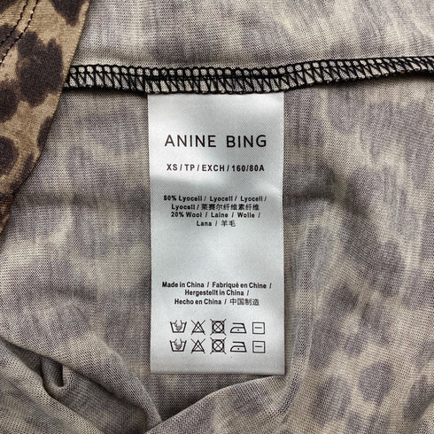 Women's Anine Bing Leopard-Print Long Sleeve T-Shirt in Brown Lyocell