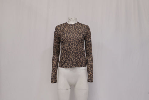 Women's Anine Bing Leopard-Print Long Sleeve T-Shirt in Brown Lyocell