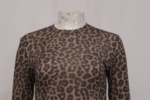 Women's Anine Bing Leopard-Print Long Sleeve T-Shirt in Brown Lyocell