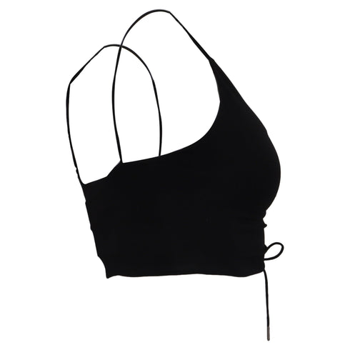 Women's Alexander Wang Cutout Ruched Cropped Top in Black Viscose