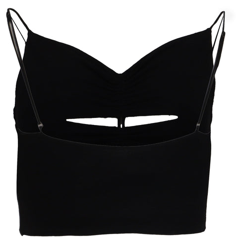Women's Alexander Wang Cutout Ruched Cropped Top in Black Viscose