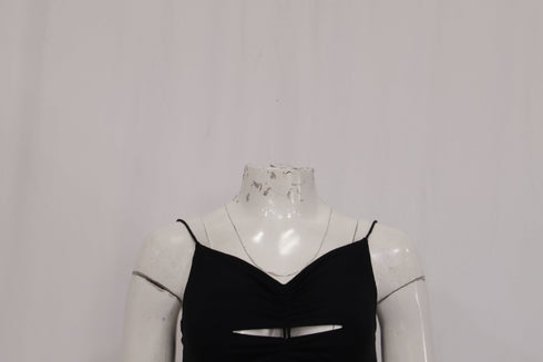 Women's Alexander Wang Cutout Ruched Cropped Top in Black Viscose