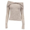 Women's Reformation Florie Twisted Off-Shoulder Sweater in Beige Alpaca Wool