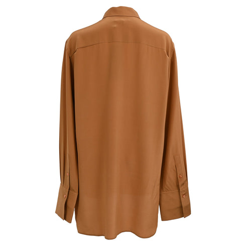Women's Joseph Longsleeve Button Up Shirt in Brown Silk