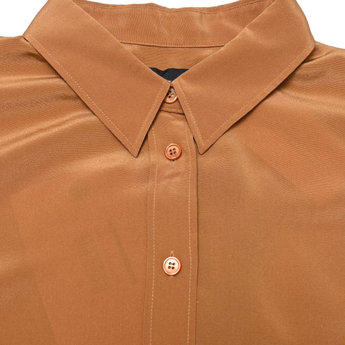 Women's Joseph Longsleeve Button Up Shirt in Brown Silk