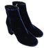 Women's Gianvito Rossi Round-Toe Ankle Boots in Navy Blue Velvet