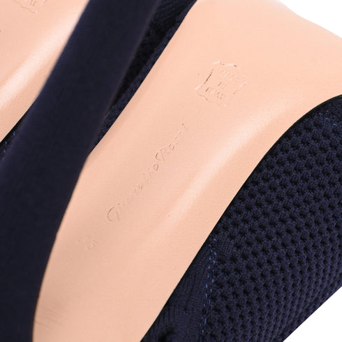 Women's Gianvito Rossi Vires Stretch-Knit Ankle Boots in Navy Blue Polyester