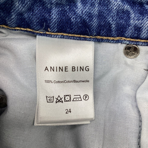 Women's Anine Bing Connie Mini Denim Skirt in Blue Cotton
