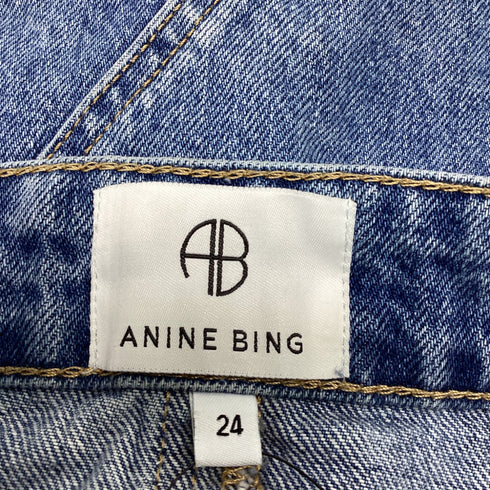 Women's Anine Bing Connie Mini Denim Skirt in Blue Cotton