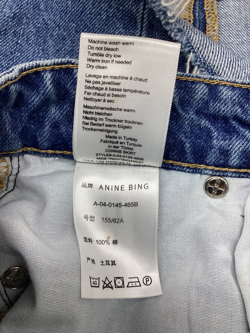 Women's Anine Bing Connie Mini Denim Skirt in Blue Cotton