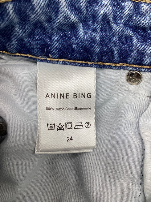 Women's Anine Bing Connie Mini Denim Skirt in Blue Cotton