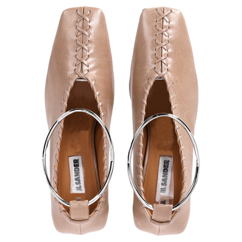Women's Jil Sander Ballet Pumps in Nude Leather
