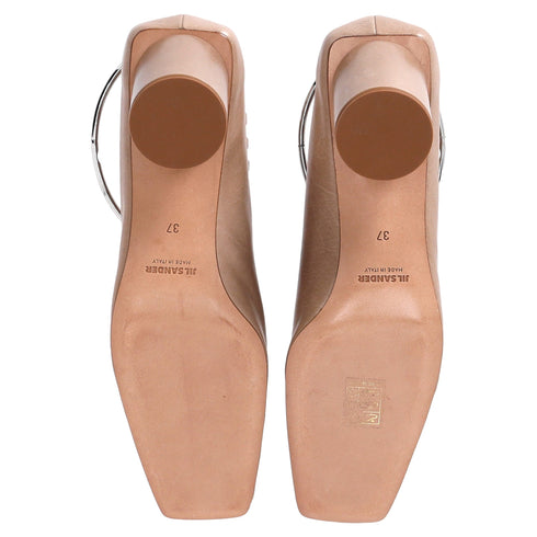 Women's Jil Sander Ballet Pumps in Nude Leather