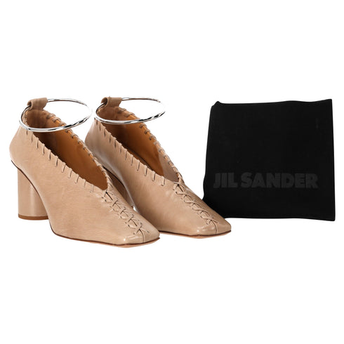 Women's Jil Sander Ballet Pumps in Nude Leather