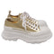 Women's Alexander McQueen Tread Slick Glitter Sneakers in Metallic Gold Canvas