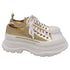Women's Alexander McQueen Tread Slick Glitter Sneakers in Metallic Gold Canvas