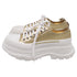 Women's Alexander McQueen Tread Slick Glitter Sneakers in Metallic Gold Canvas