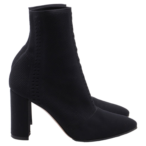 Women's Gianvito Rossi Stretch-Knit Boots in Black Nylon Canvas