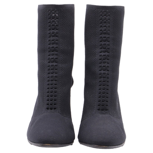 Women's Gianvito Rossi Stretch-Knit Boots in Black Nylon Canvas