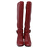 Women's Gucci Dionysus Buckled Knee-High Boots in Burgundy Leather