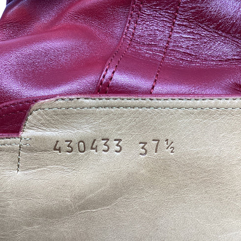 Women's Gucci Dionysus Buckled Knee-High Boots in Burgundy Leather