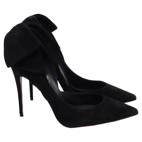 Women's Christian Louboutin Rabakate Bow Pumps in Black Suede