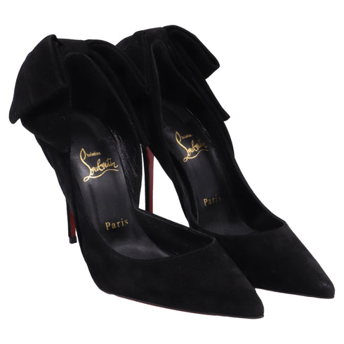 Women's Christian Louboutin Rabakate Bow Pumps in Black Suede