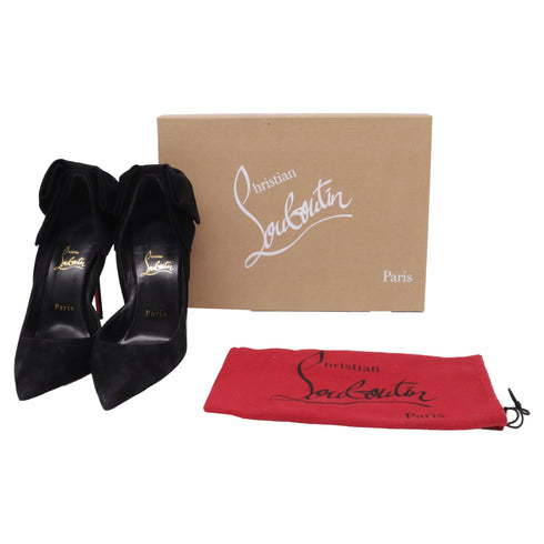 Women's Christian Louboutin Rabakate Bow Pumps in Black Suede