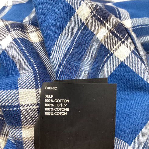 Men's Fear of God Chest Pocket Tartan Plaid Flannel Shirt in Blue Cotton