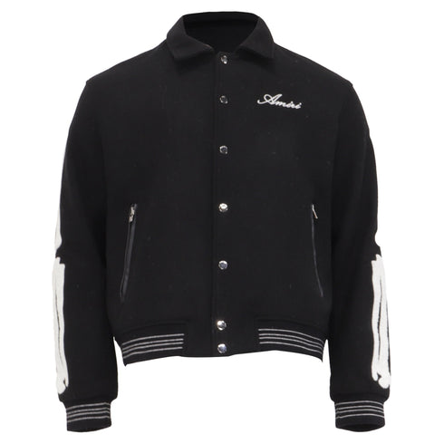 Men's Amiri Logo-Embroidered Bomber Jacket in Black Cotton
