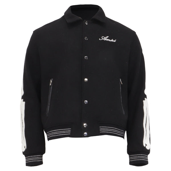 Men's Amiri Logo-Embroidered Bomber Jacket in Black Cotton
