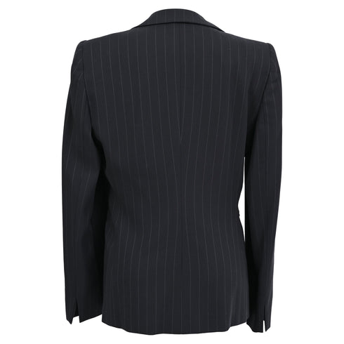 Women's Giorgio Armani Pinstripe Single-Breasted Blazer in Black Wool