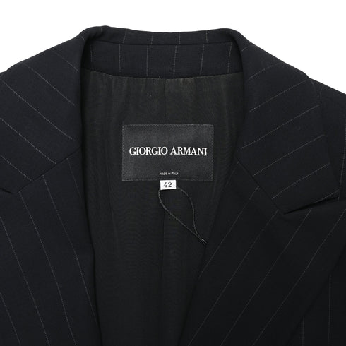 Women's Giorgio Armani Pinstripe Single-Breasted Blazer in Black Wool