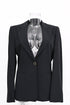 Women's Giorgio Armani Pinstripe Single-Breasted Blazer in Black Wool